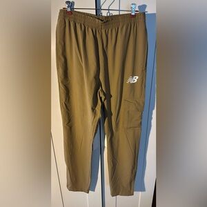 New Balance Men's Tan Track Pants Small Elastic Waist Zipper Ankles Size Large